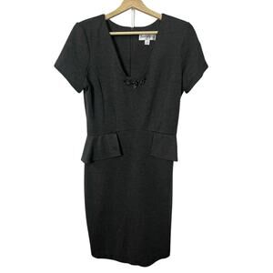 Danny & Nicole Charcoal Gray Peplum Dress - Size 12 Elegant Formal & Office Wear